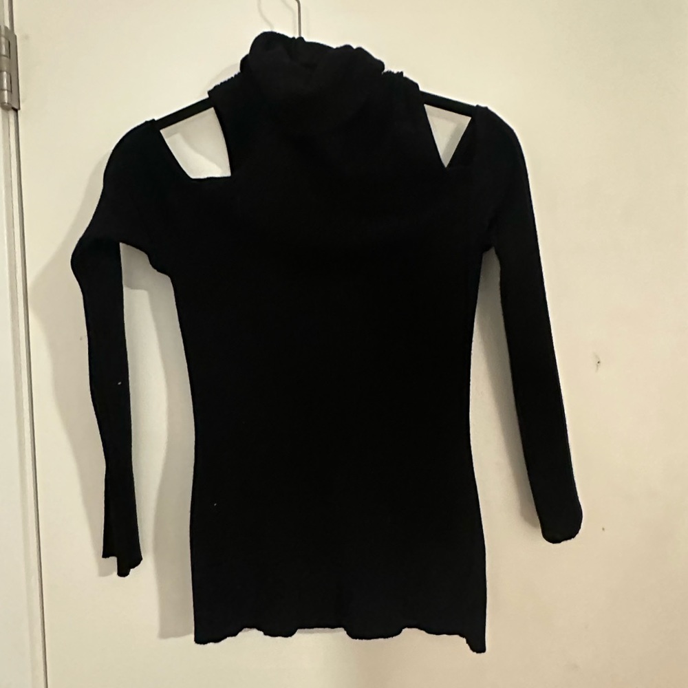 Black cold shoulder sweater